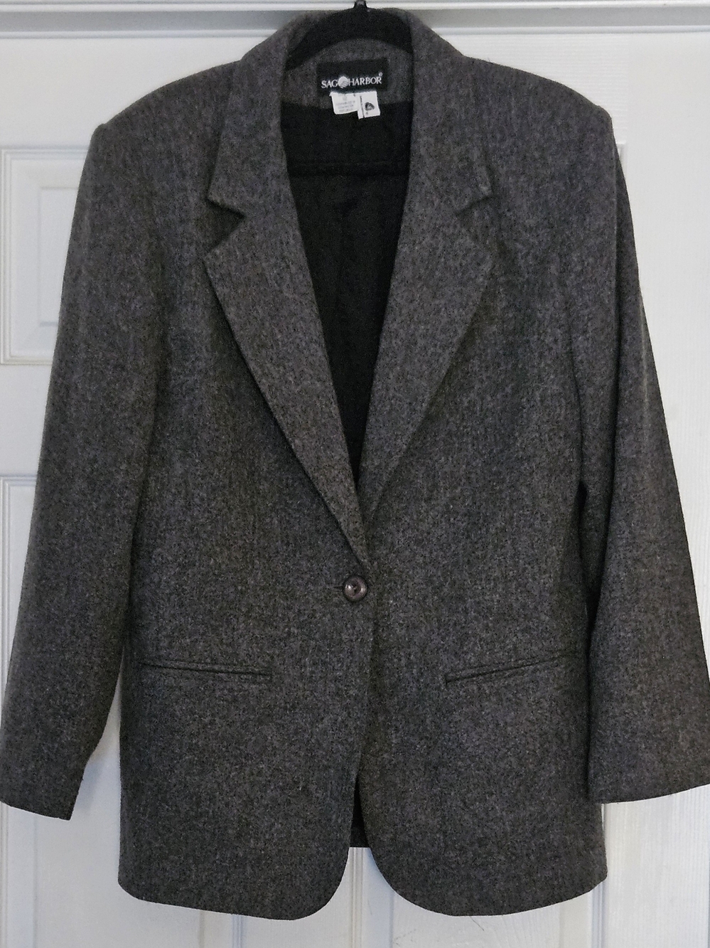Vintage Sag Harbor Charcoal Gray Single-Button Blazer